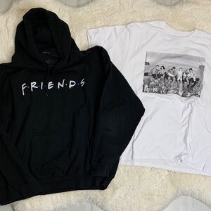 Friends The Television Series Logo Hoodie and NYC Graphic Tee Shirt Mens Size XL